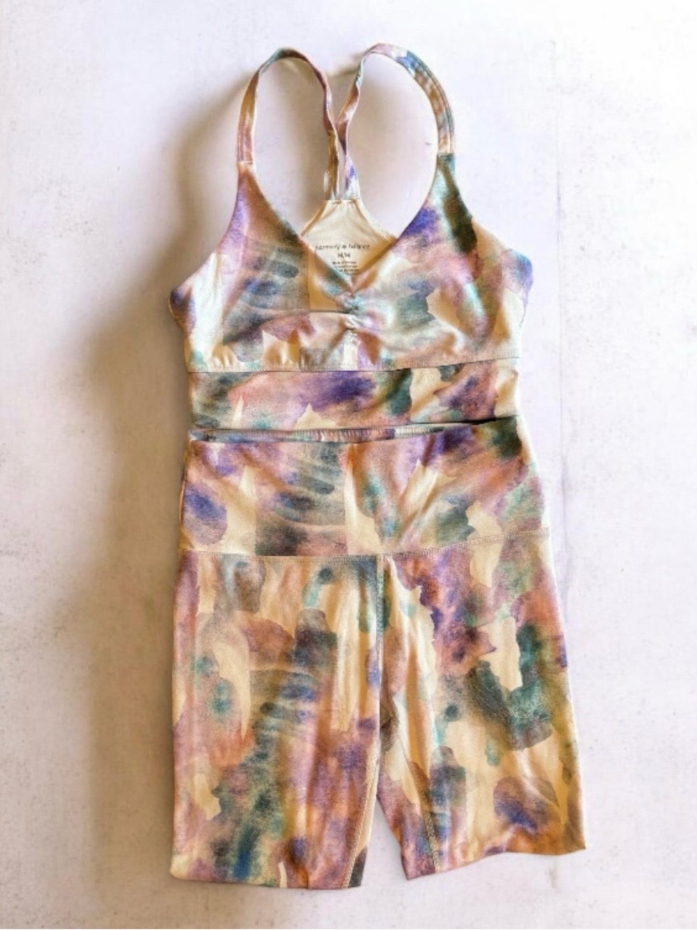 Harmony & Balance Watercolor Sports Bra & Leggings Set M